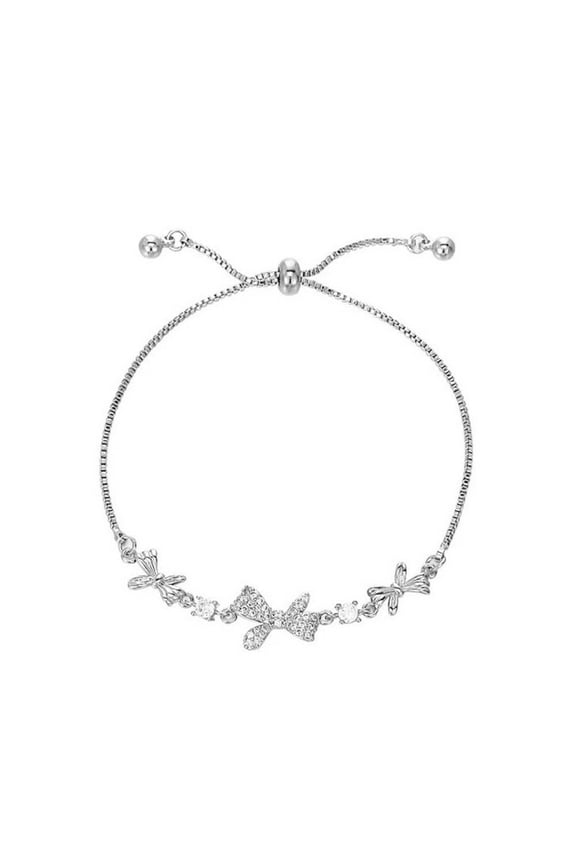 Silvery Alloy Butterfly Bow Bracelet, Trendy Fashion, Bestie Gift