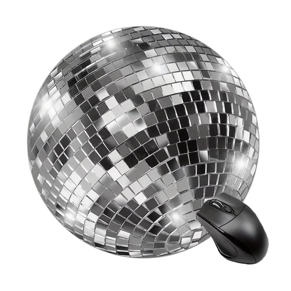 Silvery Disco Ball Round Mouse Pad - 7.8 Inch Thickened Anti-Slip Rubber Mouse Pad for Office and Gaming