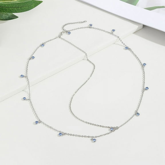 Silvery Headpiece Hair Chain Hanging Small Blue Bead Head Chain Jewelry Bride Party Festival Birthday Gift For Women and Girls