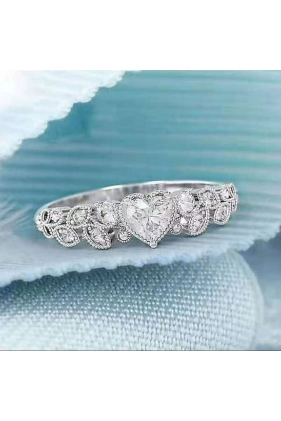 Silvery Heart Crystal Rings for Women Jewelry Ring Female Promise Rings Zircon Ring
