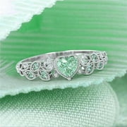 HILLTIP Silvery Heart Crystal Rings for Women Jewelry Ring Female Promise Rings Zircon Ring