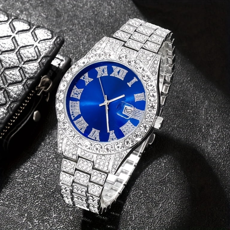 Silvery Round Rhinestone Quartz Watch Zinc Alloy Strap  display picture 1