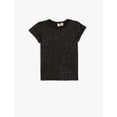 thumbnail image 1 of Silvery Shirred T-Shirt Short Sleeve Crew Neck Cotton, 1 of 3