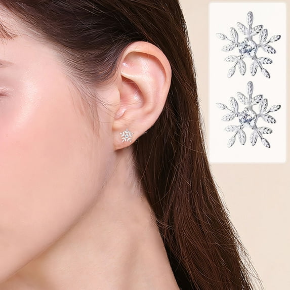 Silvery Snowflake Earrings for Women Simple Minimalist Jewelry for Daily Casual Formal Occasions Birthday Gift
