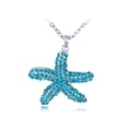 thumbnail image 1 of Silvery Tone Aquamarine Blue Colored Rhinestones Star Fish Pendant Necklace, 1 of 3