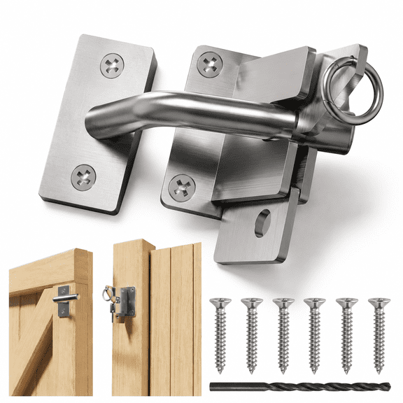 Silvery White 304 Stainless Steel Heavy-duty Gravity Self-locking Gate Latch for Fences and Doors
