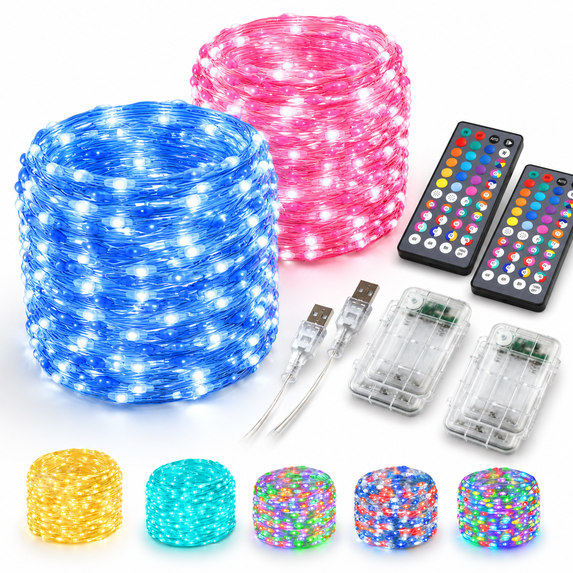 Silvery Wire Fairy Lights 2 Pack 60LED/40FT 34 Color Changing String ...