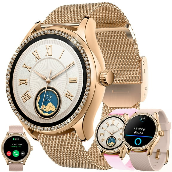 Smart Watch (Answer/Make Calls) for Women with Alexa Built-in, Smartwatch for Android iPhone, 1.38" Activity Tracker with Sleep Monitor, 100+ Sports Fitness Tracker