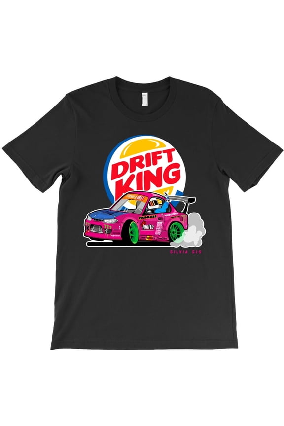 Silvia S15 Magenta Drift Car Vector Art Cartoon Style Graphic H26735 Unisex T-Shirt, Up to 5XL Available