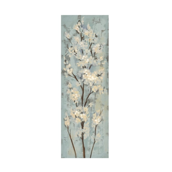 Trademark Fine Art Silvia Vassileva Almond Branch I on Light Blue Canvas Wall Art - 8x24