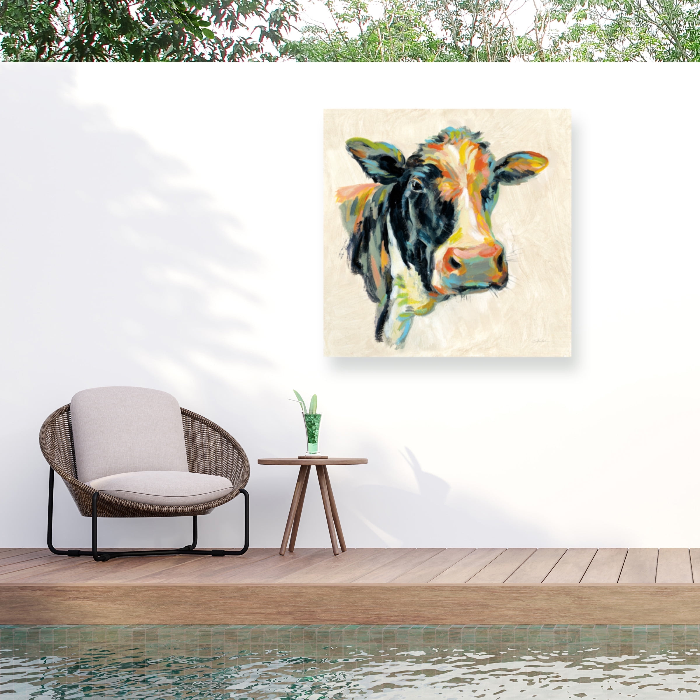 Silvia Vassileva 'Expressionistic Cow I' Outdoor Canvas