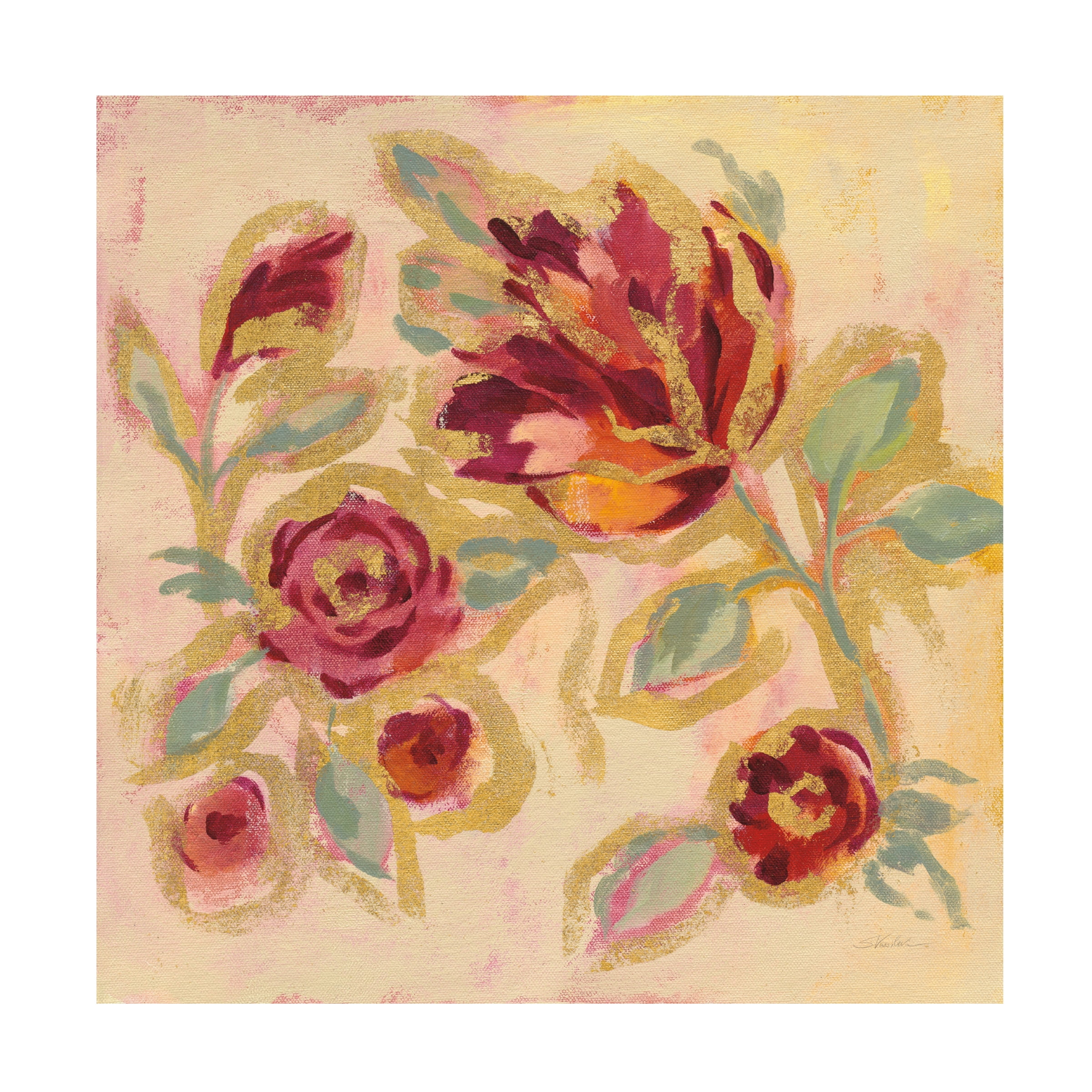Silvia Vassileva 'Gilded Loose Floral II' Canvas Art