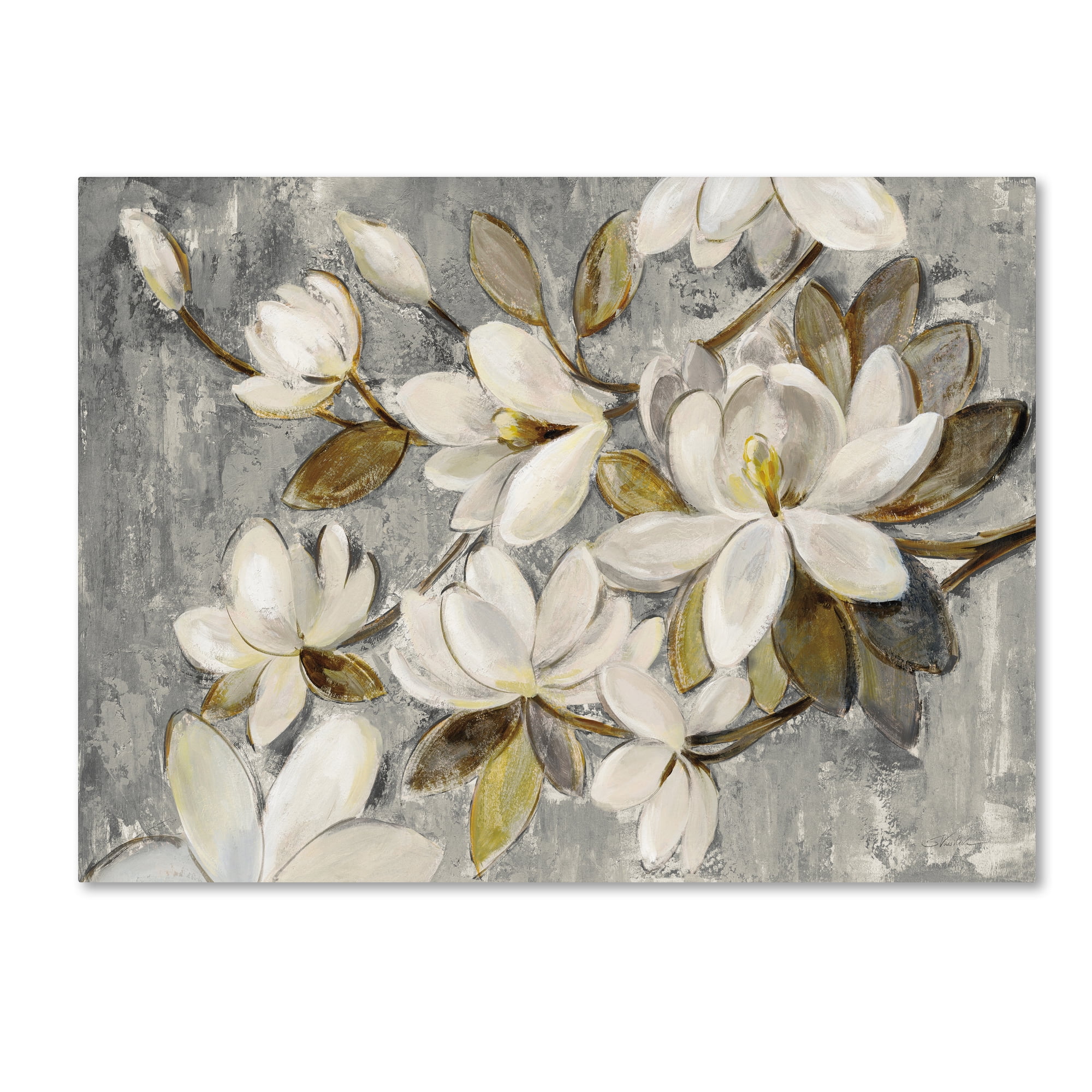 Silvia Vassileva Magnolia Simplicity Gray and White Canvas Art
