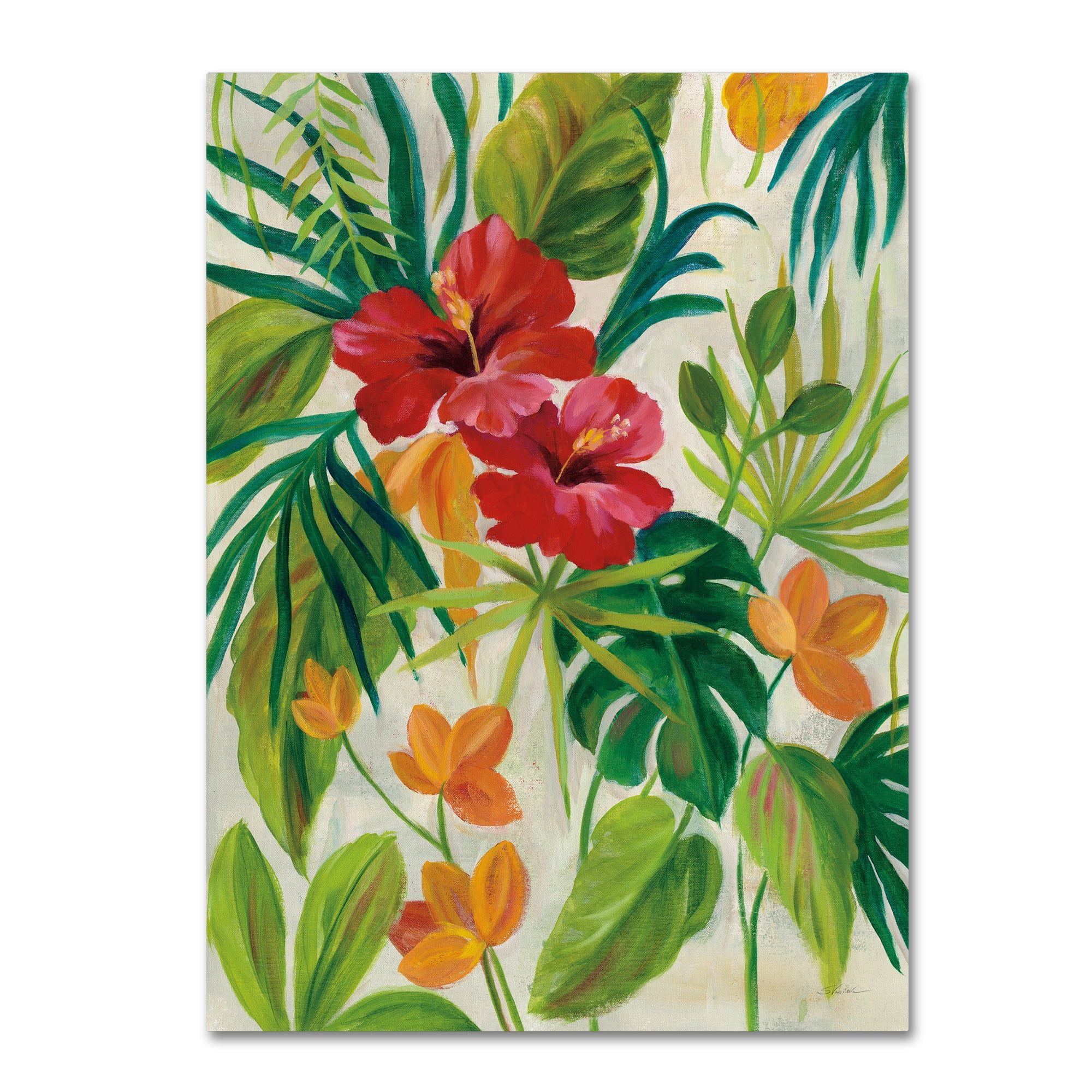 Tropical Green and Red Canvas Art for Kids, 20x25