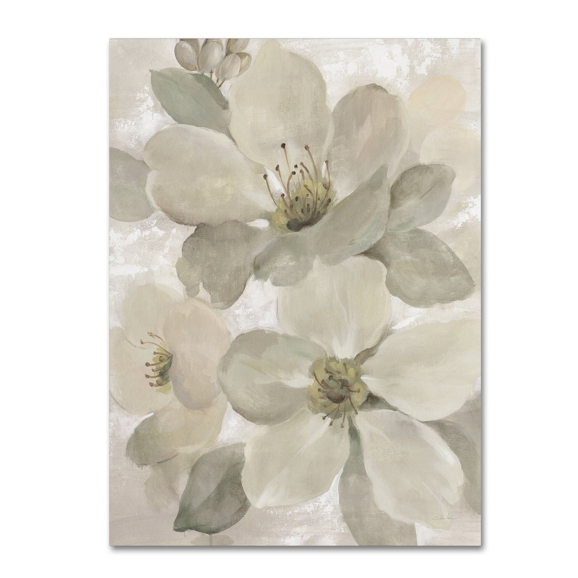 Silvia Vassileva Neutral Floral Canvas Art with Floater Frame