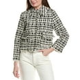 thumbnail image 1 of Silvian Heach womens  Wool-Blend Tweed Jacket, 44, White, 1 of 3