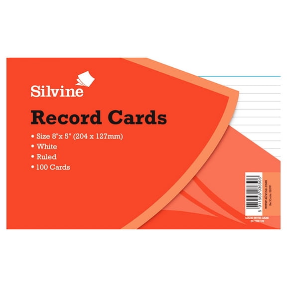 Silvine Large Record Cards Pencil Feint 100 Sheets