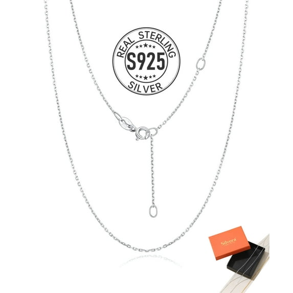 Silvora 925 Sterling Silver Necklace for Women 1.5mm Choker Chain Necklaces Adjustable Dainty Minimalist Holiday Jewelry Gift 16/18/20/22/24 Inch