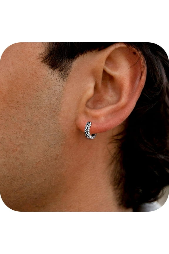 10MM Celtic Knot Hoop Earring for Men 925 Sterling Silver Huggie Earrings Jewelry Gifts Father's Day Christmas