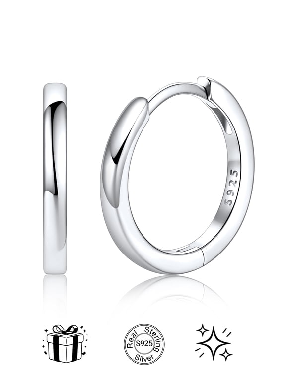 Pure Sterling Silver Hoop Earring for Women 12mm Small Huggie Hoop Earrings Hypoallergenic Lightweight Cartilage Earring Jewelry Gift for Granddaughter Christmas