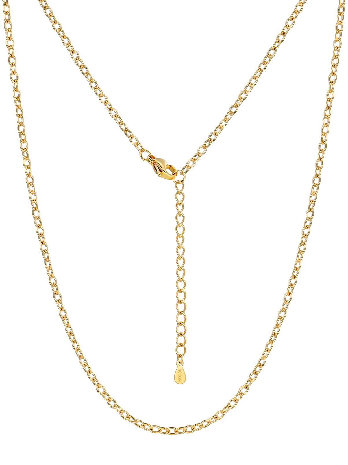 4mm 18k Gold Plated Stainless Steel Chain Necklace – 16-40 Inch, Men/Women, High Polish