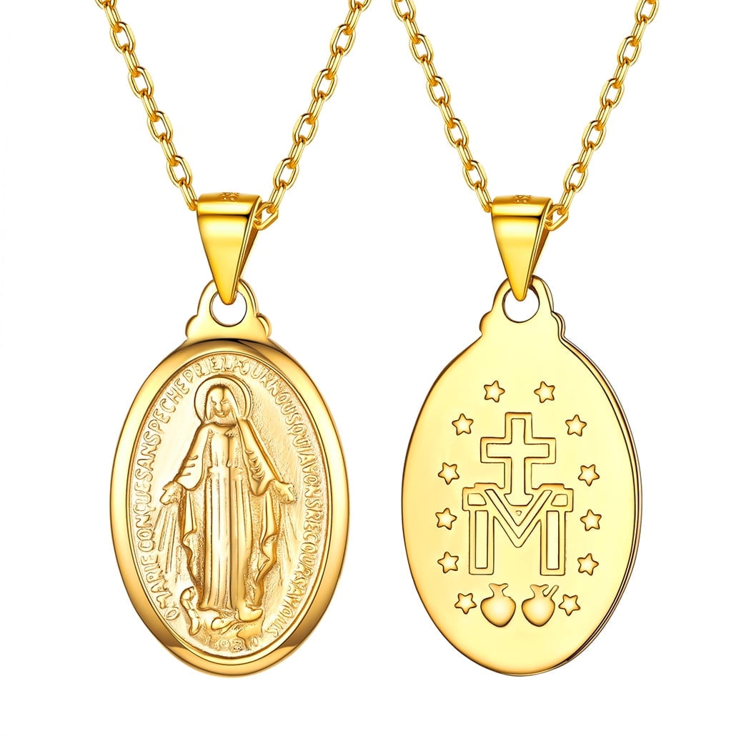 Silvora 18K Gold Plated Virgin Mary Necklace for Women Men Sterling ...