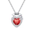 thumbnail image 1 of Silvora 2025 Graduation Necklace for Women Bachelor Cap Heart Ruby Birthstone Crystal Pendant Lobster Claw Charms Daughter Sister Gift for Her, July, 1 of 9