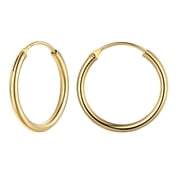 Silvora 20mm Small Gold Plated Hoop Earrings for Women Tiny Sterling Silver Charm Endless Circle Ear Hoops Jewelry Gift