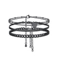 thumbnail image 1 of Silvora 3PCS Black Anklets for Women Stainless Steel Stackable Beaded Heart Chain Flat Snakle Cuban Chain Layered Ankle Bracelet Set Adjustable Foot Chain Beach Jewelry Gifts for Wife Anniversary, 1 of 6