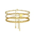 thumbnail image 1 of Silvora 3PCS Layered Anklets for Women Gold Plated Stackable Beaded Flat Snakle Chain Cuban Chain Ankle Bracelet Set Waterproof Foot Chain Summer Pool Boho Jewelry Gifts for Daughter, 1 of 6