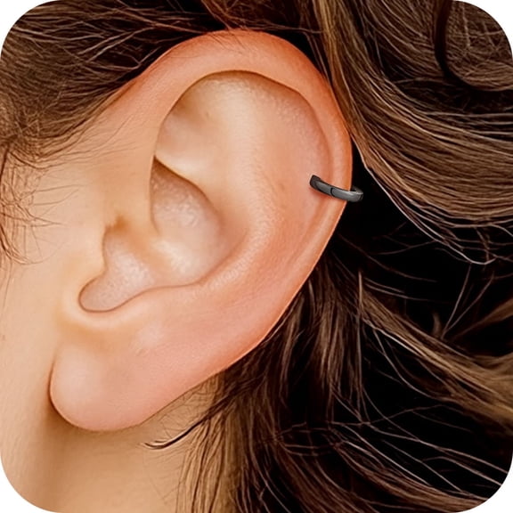 Silvora Black Small Hoop Earrings for Women Men Hypoallergenic Silver Huggie Hoops Earring Size 6/8/10/12/14/16/18/20mm Dailywear Cartilage Jewelry