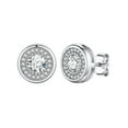 thumbnail image 1 of Silvora White Round Cut Simulated Diamond Stud Earrings Sterling Silver for Women Men Brilliant Jewelry Gift, 1 of 8