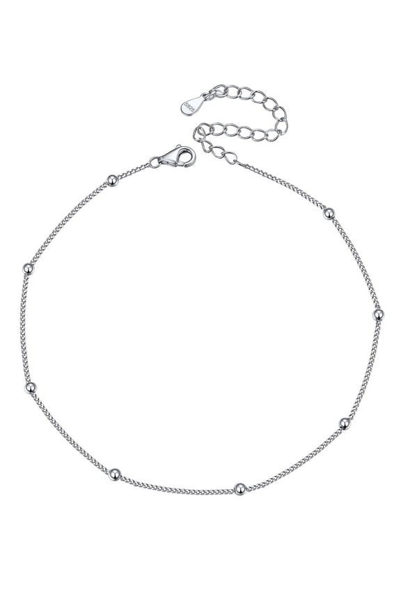 Silver Anklets for Women Bead Chain Ankle Bracelets Adjustable Waterproof Summer Beach Jewelry