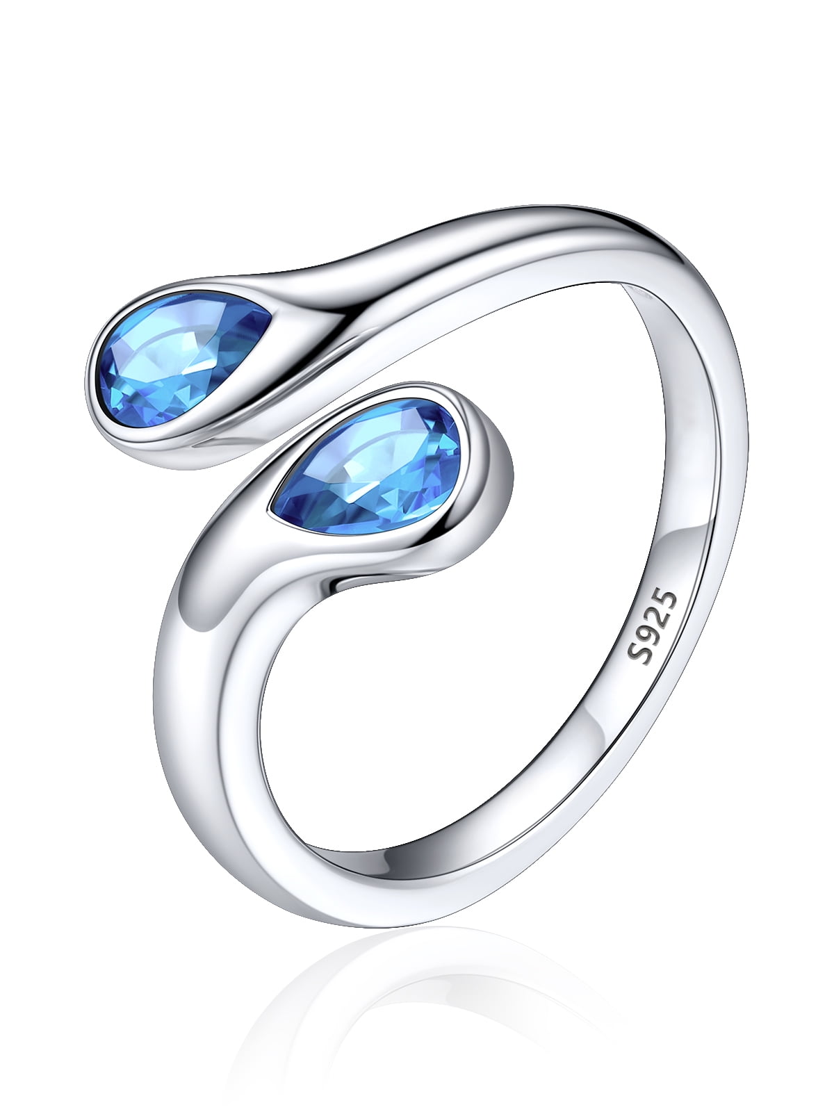 Silvora Sterling Silver Birthstone Rings for Women Pear Shaped Blue Turquoise Open Ring Birthday Christmas Jewelry Gift for Wife Mother Girlfriend, December