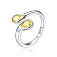 thumbnail image 1 of Silvora Sterling Silver Birthstone Rings for Women Pear Shaped Yellow Citrine Open Ring Birthday Christmas Jewelry Gift for Wife Mother Girlfriend, November, 1 of 7