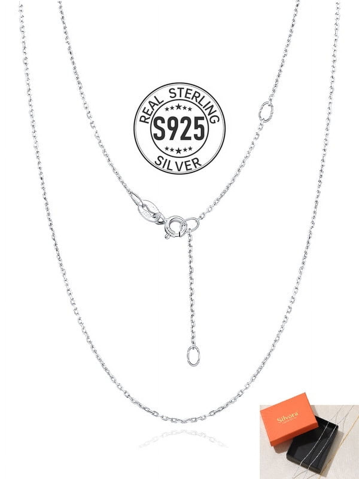 925 Sterling Silver Chain Necklaces, 1.1mm Thin Silver Chain for Women Mom Necklace for Mothers Day Gift 16/18/20/22/24 Inch