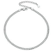 Silvora 925 Sterling Silver Cuban Link Chain Anklet Bracelet for Women Minimalist Foot Jewelry for Summer Beach Party