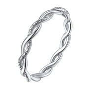 Silvora Vintage Sterling Silver Rings for Women Stackable Twisted Rope Engagement Wedding Bands Jewelry Gifts, Size 11