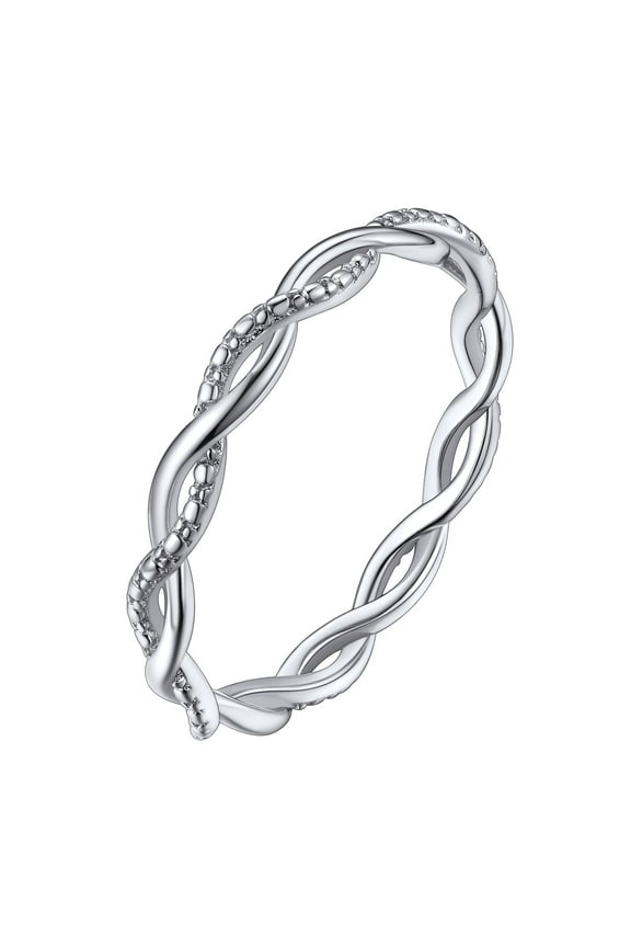 Vintage Sterling Silver Rings for Women Stackable Twisted Rope Engagement Wedding Bands Jewelry Gifts, Size 5