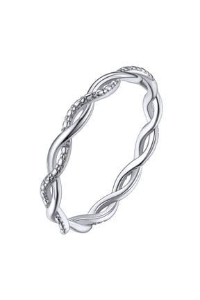 Vintage Sterling Silver Rings for Women Stackable Twisted Rope Engagement Wedding Bands Jewelry Gifts, Size 9