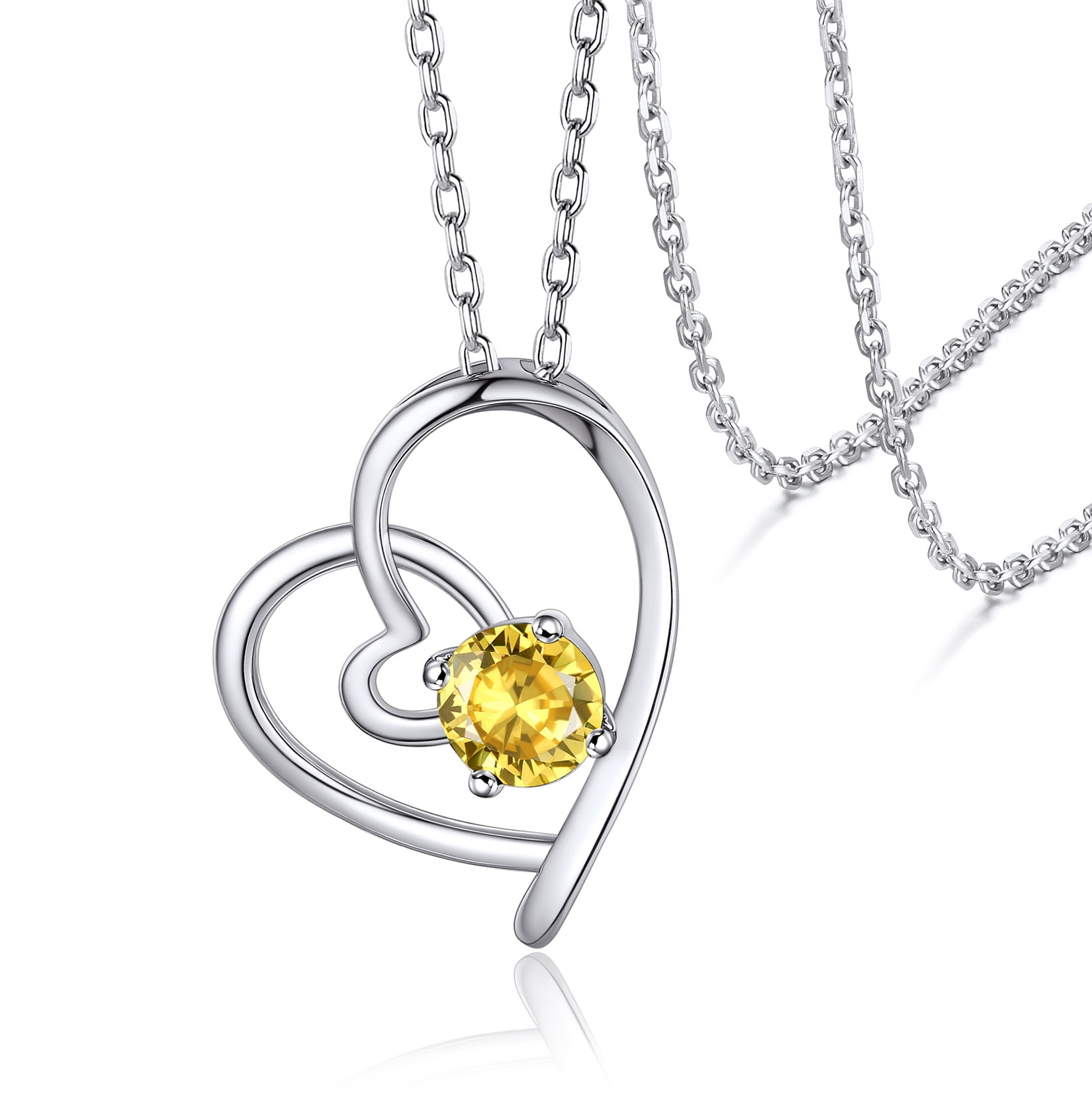 Silvora 925 Sterling Silver Heart Necklace Crystal Necklace for Women