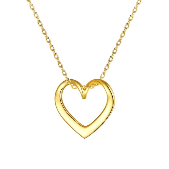 Silvora Gold Plated Hollow Out Heart Pendant Necklaces for Women S925 Sterling Silver Delicate Necklace Jewelry Gift for Wife Mom Daughter