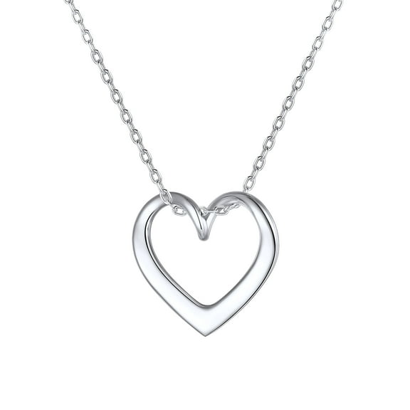 Silvora 925 Sterling Silver Heart Necklace for Women Love Pendant Necklaces Hypoallergenic Simple Jewelry for Wife Mom Daughter - Silver