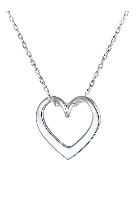 925 Sterling Silver Heart Necklace for Women Love Pendant Necklaces Hypoallergenic Simple Jewelry for Wife Mom Daughter - Silver