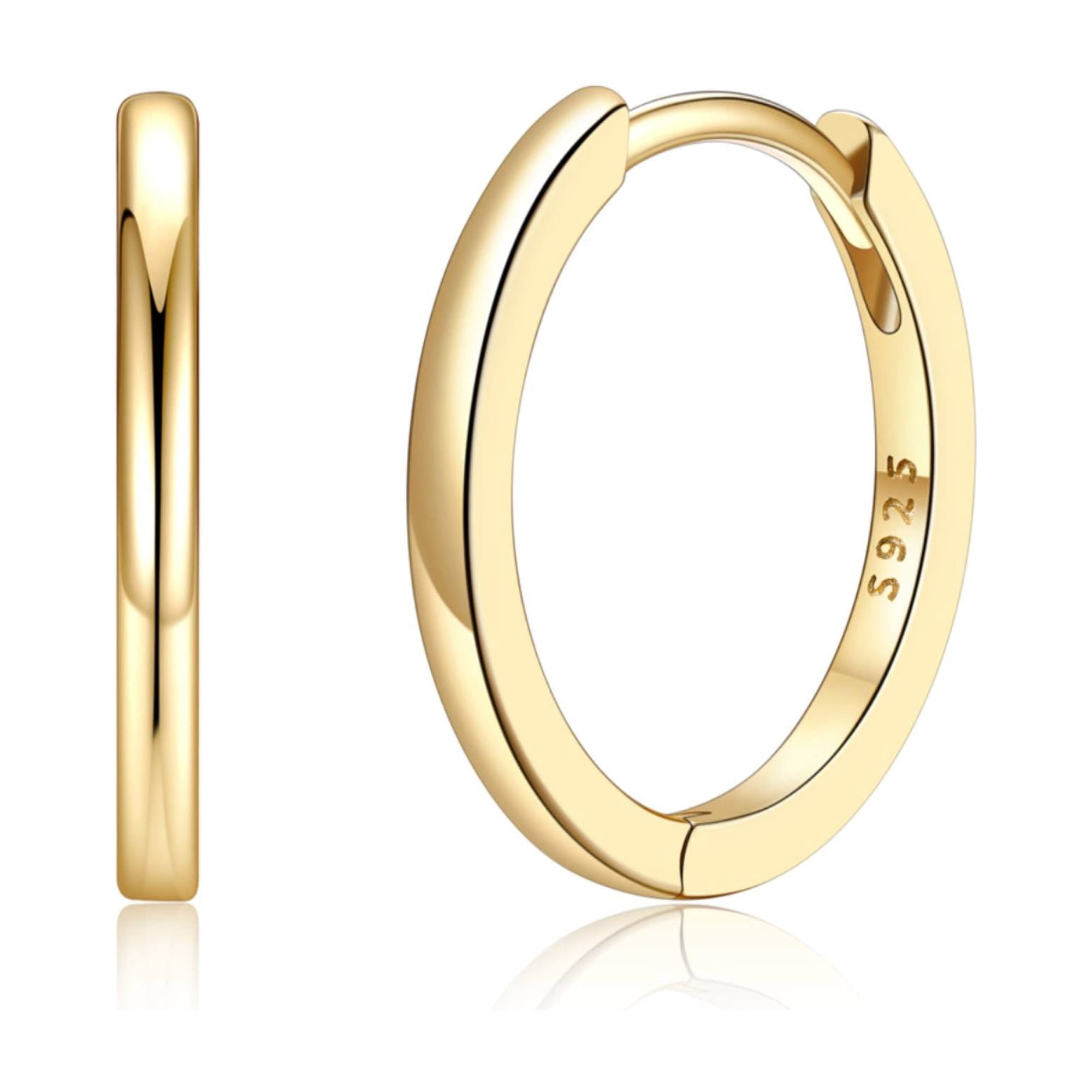 Silvora Gold Plated Small Hoop Earrings for Women Hypoallergenic Silver Huggie Hoops Earring Size 6/8/10/12/14/16/18/20mm Dailywear Cartilage Jewelry