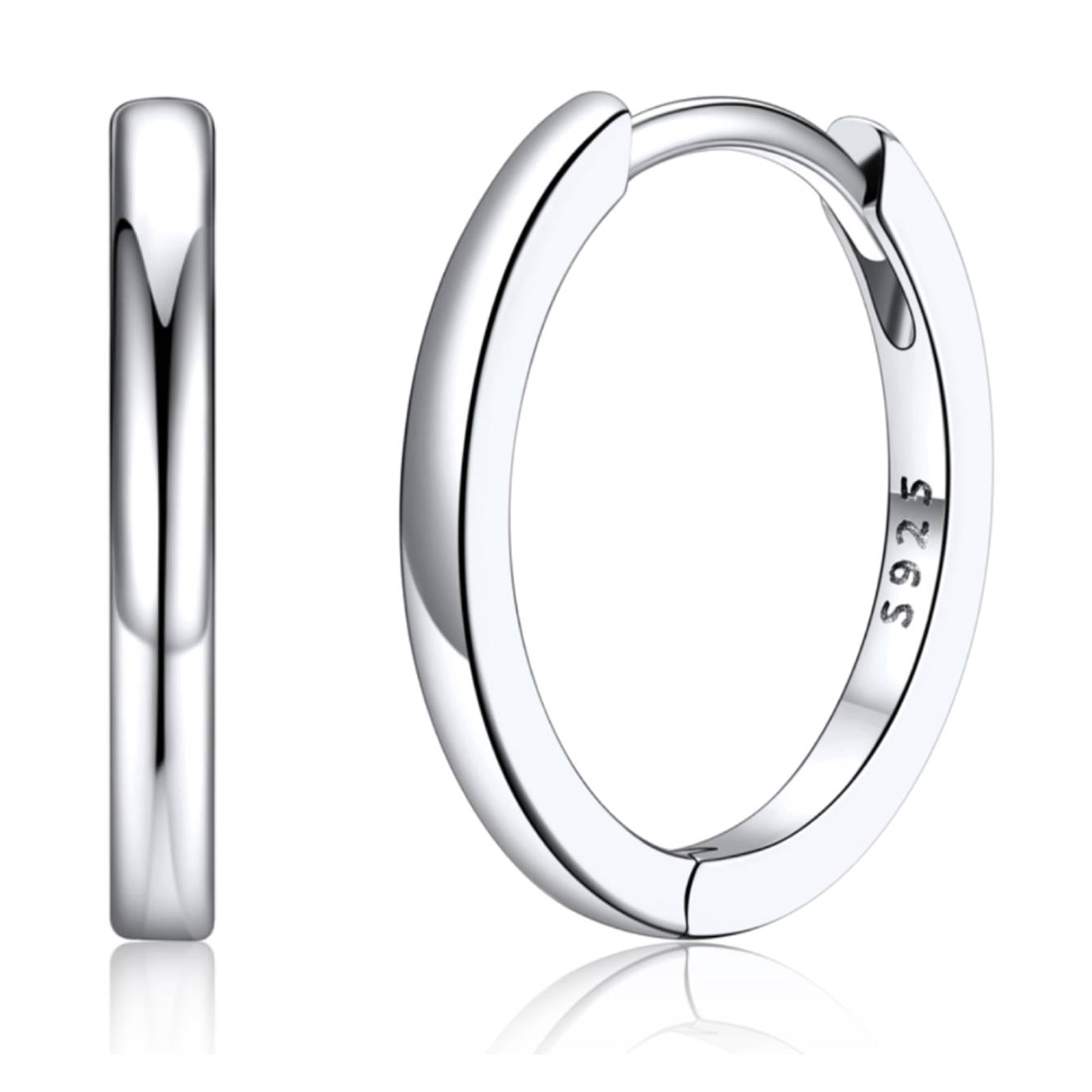 Silvora Pure Sterling Silver Small Hoop Earring for Women 14mm Hypoallergenic Tiny Huggie Earrings Cartilage Earring Jewelry Gift