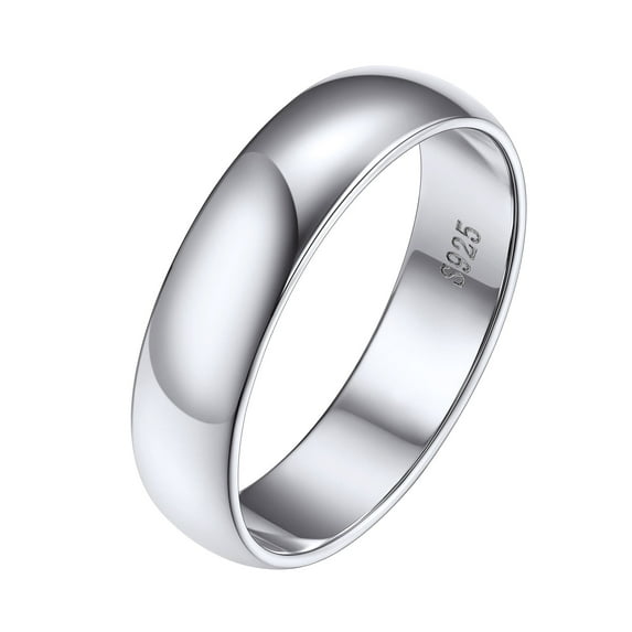 Silvora 925 Sterling Silver Rings for Women Men, 5mm Eternity Wedding Engagement Ring Polished Stackable Band Ring Jewelry Gift, Size 10