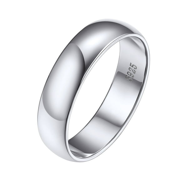 Silvora 925 Sterling Silver Rings for Women Polished 5mm Width Engagement Mens Wedding Band Ring No Tarnish Jewelry Gifts, Size 11