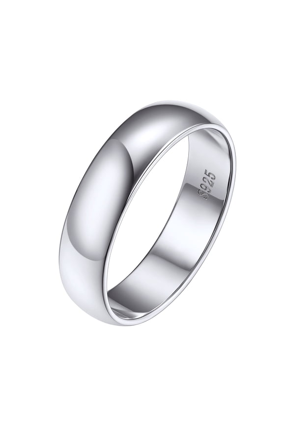 925 Sterling Silver Rings for Women Men, 5mm Eternity Wedding Engagement Ring Polished Stackable Band Ring Jewelry Gift, Size 12