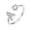thumbnail image 1 of Silvora Sterling Silver Initial Heart Engagement Ring for Women Cubic Zirconia Thumb Rings Pinky Ring Jewelry Gift for Wife Mother Girlfriend, A, 1 of 8